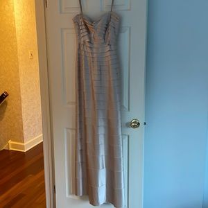 Floor length BCBG champagne gown.